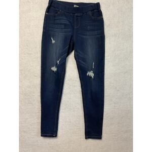 JVINI‎ Jeans Womens Medium Blue Distressed Skinny Jeggings Pull On Stretch Denim